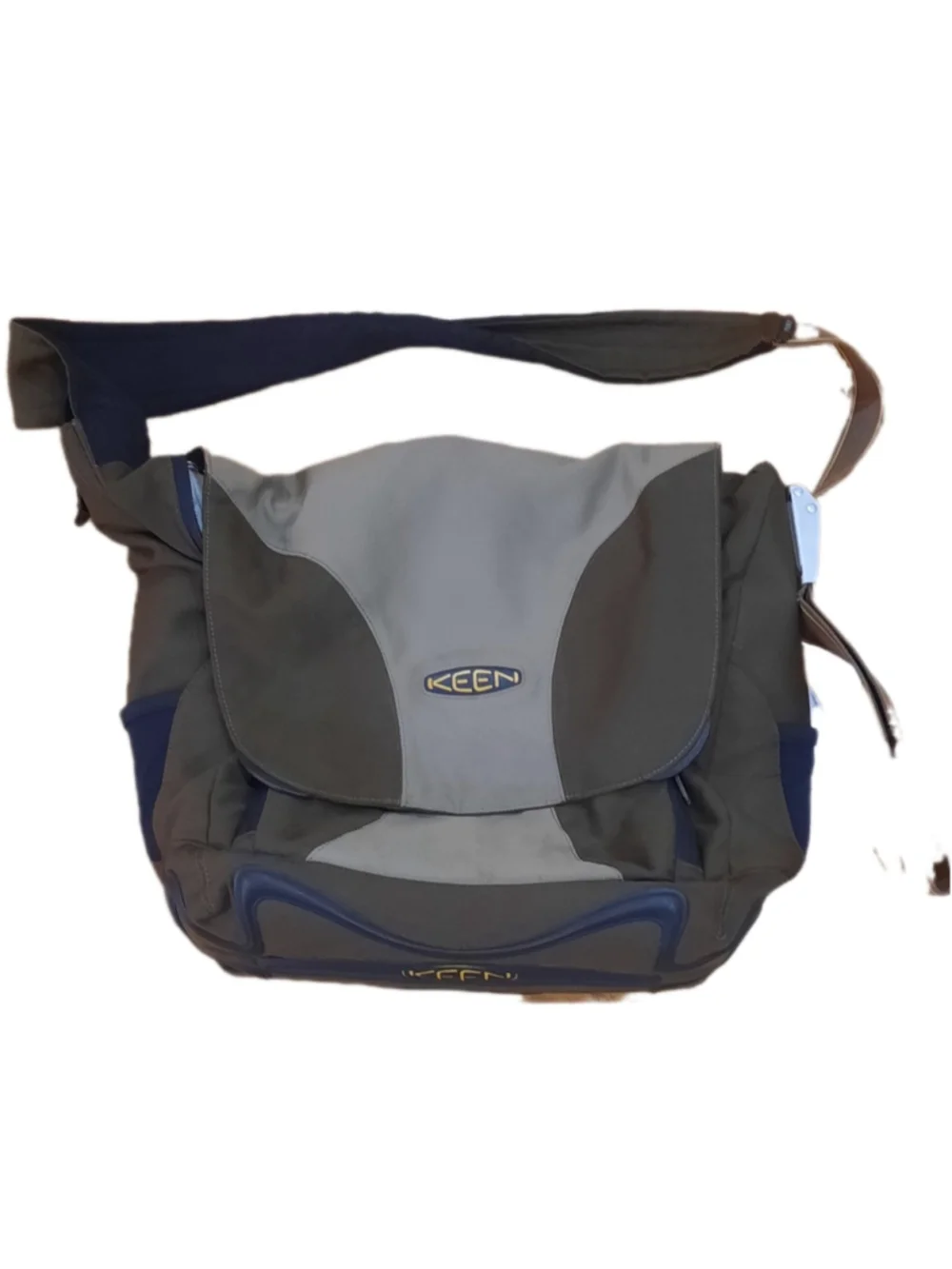 KEEN Crossbody Messenger Bag Olive/Tan Outdoor Nylon Laptop EUC